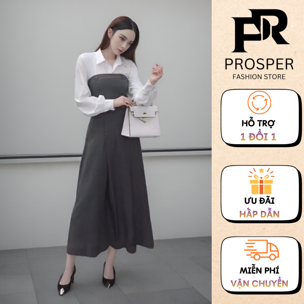 ĐẦM CÔNG SỞ KIỂU SƠ MI – PHỐI CÚP NGỰC CAO CẤP TÔN DÁNG -  [VT24201H]