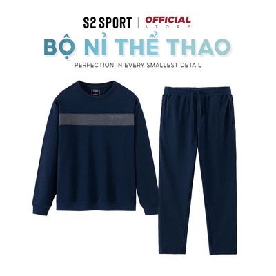Bộ nỉ nam ống suông S2 SPORT thu đông chất cotton USA mềm kiểu dáng thể thao, khoẻ khoắn - BN04