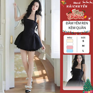  Đầm yếm ren phối tapta bồng xoè KÈM QUẦN kho sỉ hải chuyền Đ779 