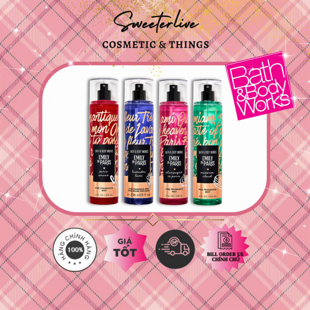 [Bill US] EMILY IN PARIS - Xịt thơm toàn thân BATH & BODY WORKS PARIS AMOUR | LAVENDER LUXE | CHAMPA