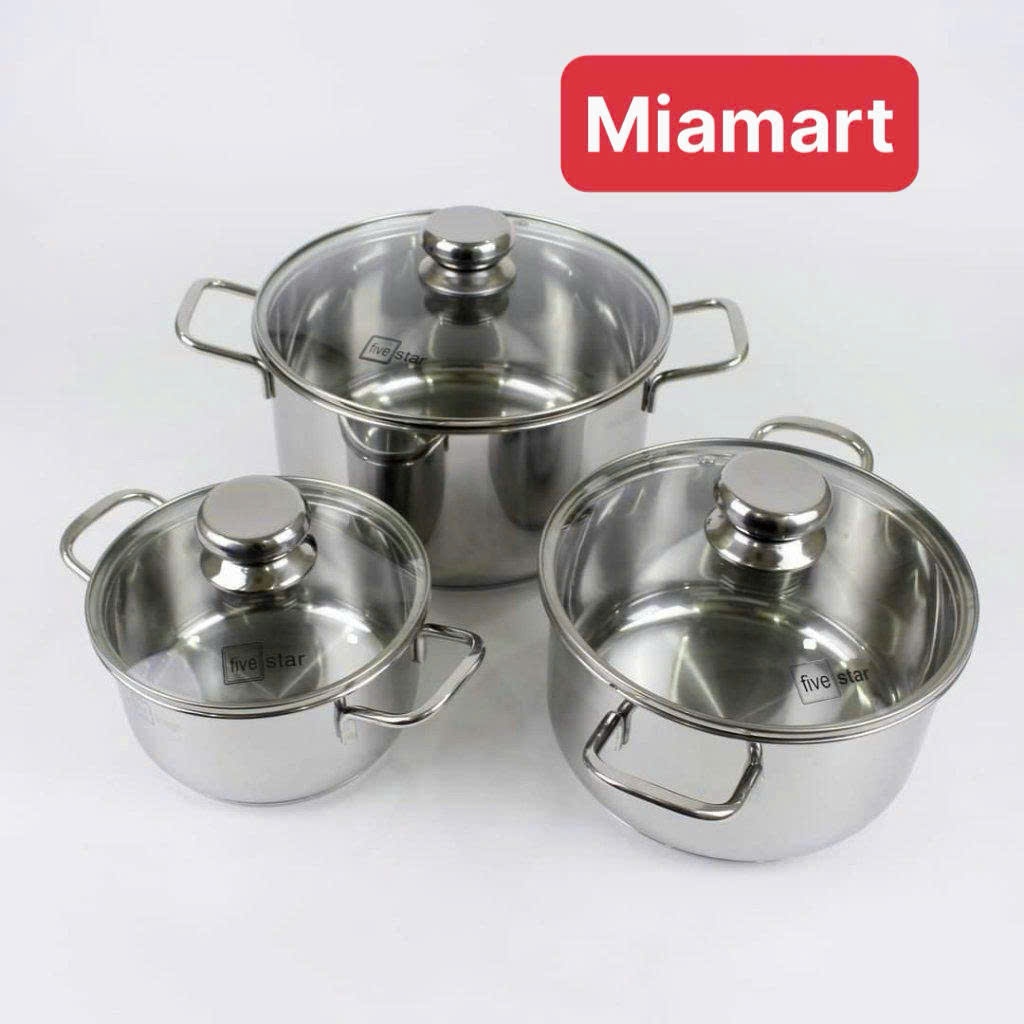 BỘ 3 NỒI INOX LIỀN ĐÁY FIVESTAR INOX 304