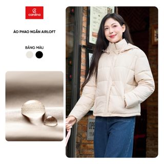  Áo khoác phao nữ CARDINA chất liệu gió chần bông dáng ngắn có mũ siêu nhẹ giữ ấm tốt 5PNF06 