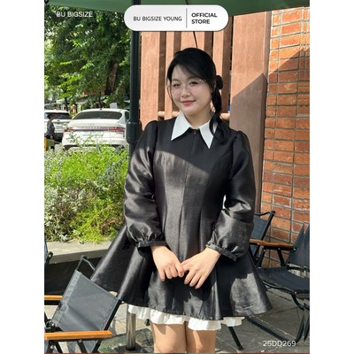 Đầm cổ sơ mi khóa dọc thân gấu bèo BIGSIZE (55kg đến 95kg) – 25DD269  - [BU Bigsize Young]