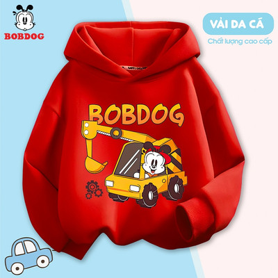 Áo hoodie bé trai BOBDOG áo thu đông dài tay có mũ chất liệu vải da cá in hình cute dễ thương cho bé