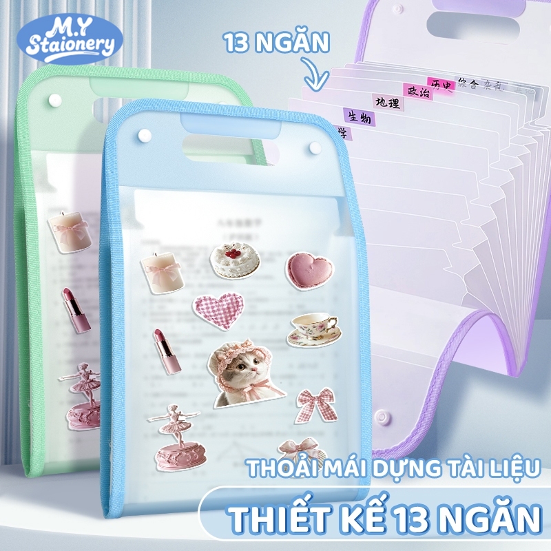 Tệp Hồ Sơ A4 13 Ngăn M.Y – Nhựa PP Không Thấm Nước, Túi Dung Lượng 260 Tờ Size 24.5x37x3cm