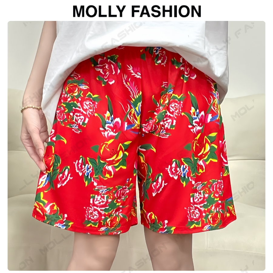 Quần short unisex hoạt hình CON CÔNG | Đùi form rộng mặc nhà/đi biển Molly Fashion