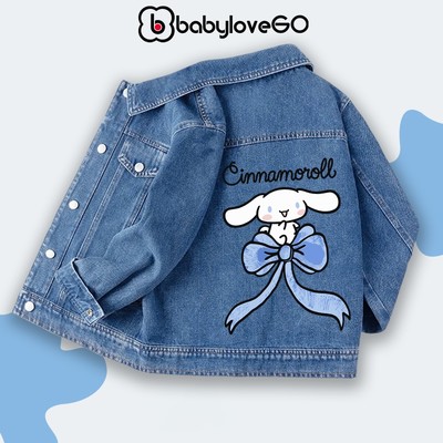Áo khoác bò cho bé gái BabyloveGO, áo thu đông áo khoác jeans demin cho bé in hình đáng yêu dễ thương