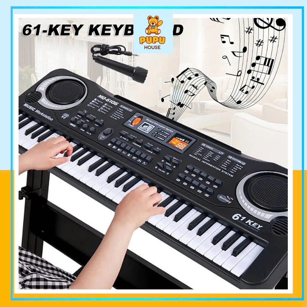 Đàn Piano Cho Bé Đàn Organ Đàn Piano 61 Phím Đàn Organ 61 Phím Đàn 61 Phím Cho Bé Kèm Micro + Dây Cá