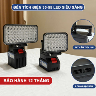 Đèn LED Dùng PIN 35-55 Bóng Siêu Sáng Sử Dụng Chân PIN Phổ Thông 4Cm, Với 2 Chế Độ Sáng, Có 2 Cổng Sạc Điện Thoại USB
