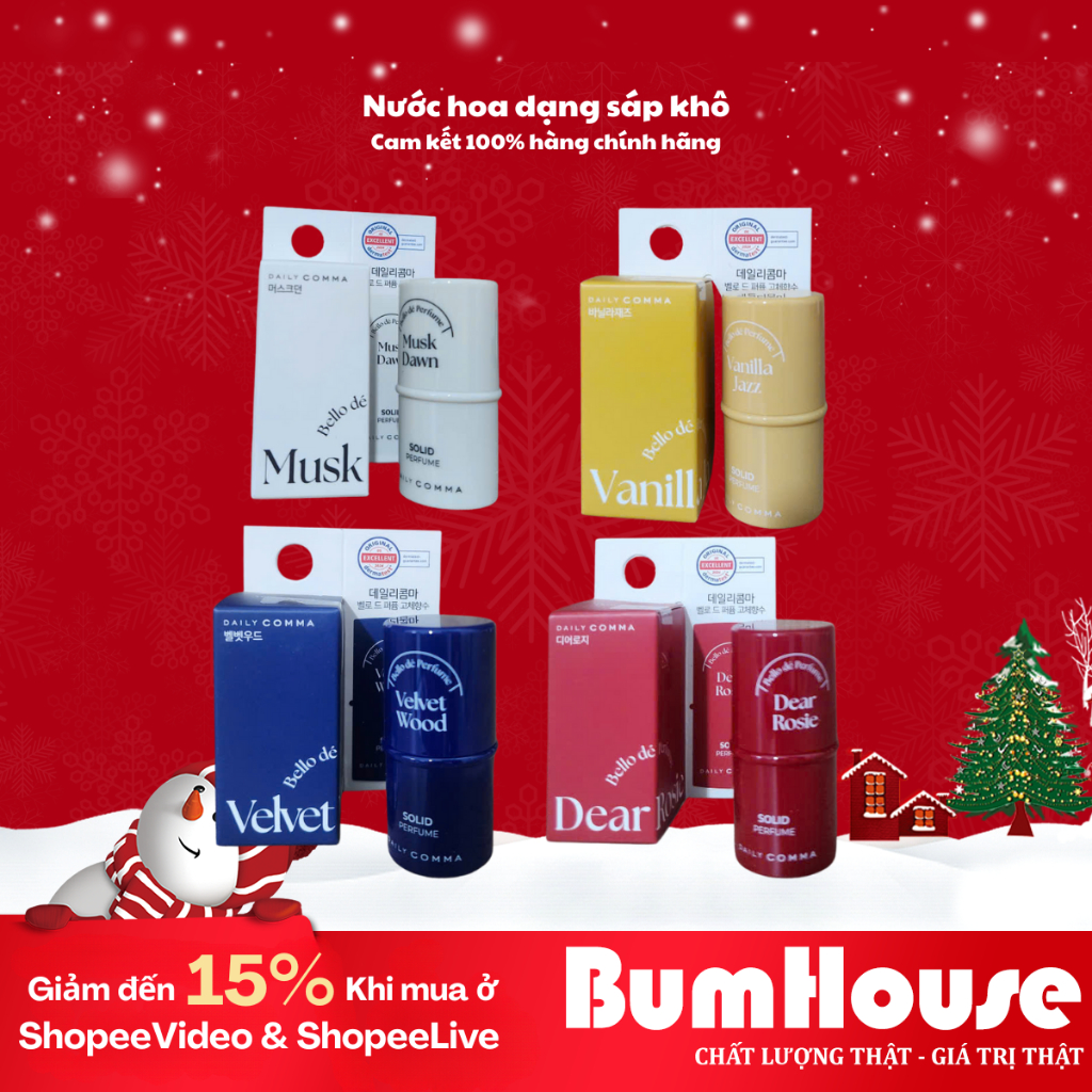 Nước Hoa Khô Dạng Sáp Daily Comma Dear Rosie/Velvet Wood/Musk Dawn/Vanilla Jazz 4.7g