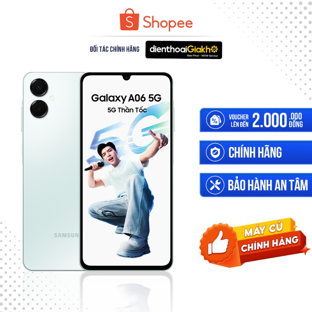 [Máy Cũ] Điện Thoại Samsung Galaxy A06 5G (4GB/128GB), Kết Nối 5G Siêu Nhanh, Pin Trâu 5000mAh, Bảo 