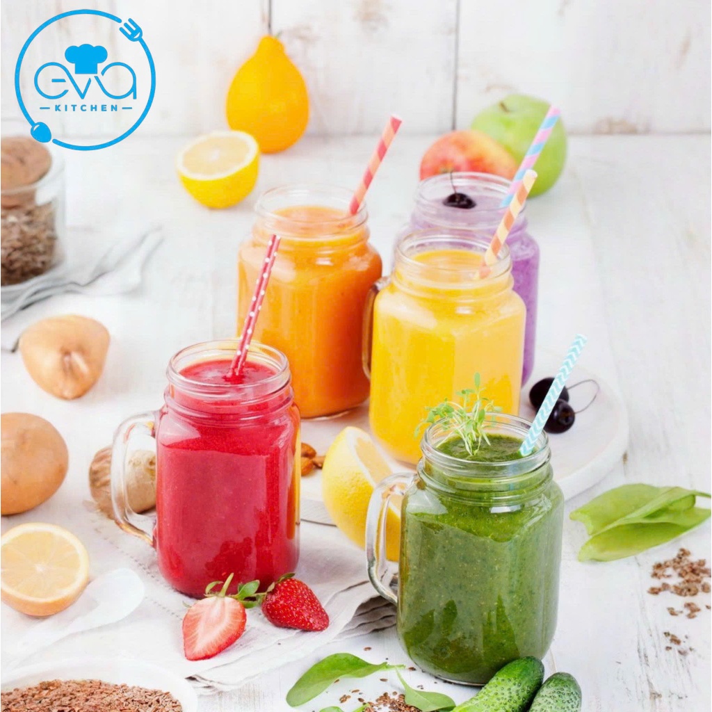 Bộ 10 Ly Quai Thủy Tinh Trơn 450ml-Ly Mason Jar Thủy Tinh Tay Cầm 450ml / Ly Sinh Tố, Nước Ép