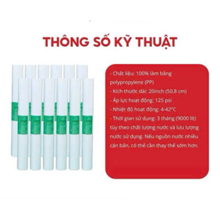 ComBo10 lõi lọc nước  pp 20inch. lõi lọc thô 20inch ,lõi lọc đầu nguồn dùng cho cốc lọc 20inch