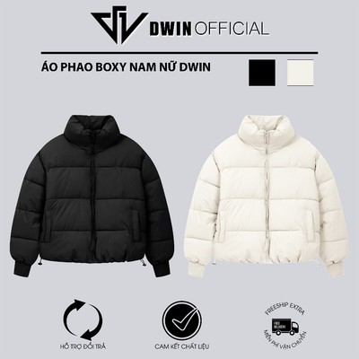 Áo khoác phao boxy nam nữ DWIN local brand dáng lửng cổ cao unisex trần bông dày dặn siêu ấm Premium AK03A