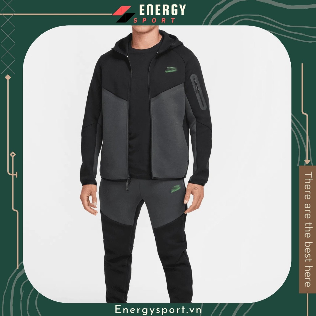 Áo Khoác Thể Thao Cao Cấp Hoodie Ntech Fleece Đen Ghi