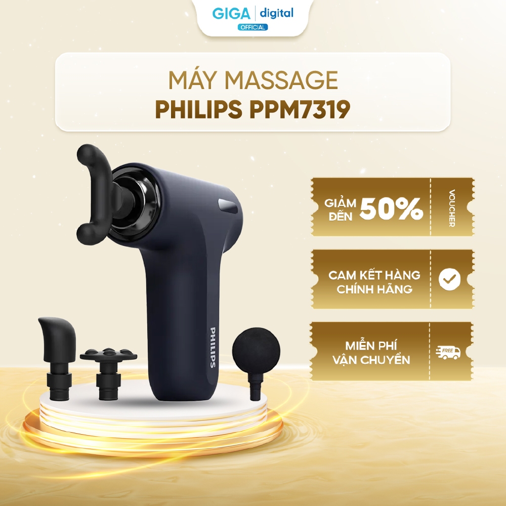 Máy massage cầm tay Philips PPM7319 - 6 cấp độ - 4 đầu massage - Nhỏ gọn, đa năng