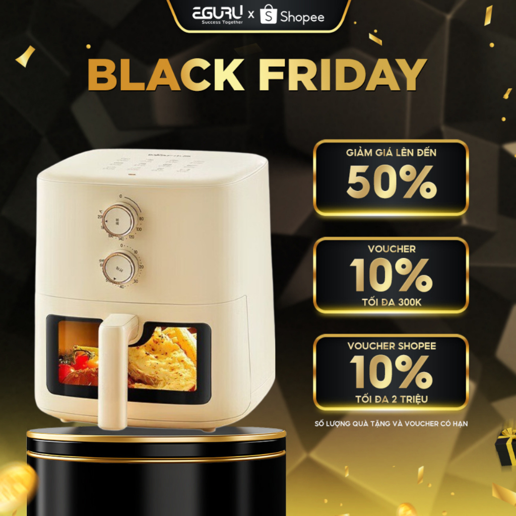 NỒI CHIÊN KHÔNG DẦU BEAR AF-5H15Y37 - Công suất 1500W, Dung Tích 5L - Màn hình hiển thị