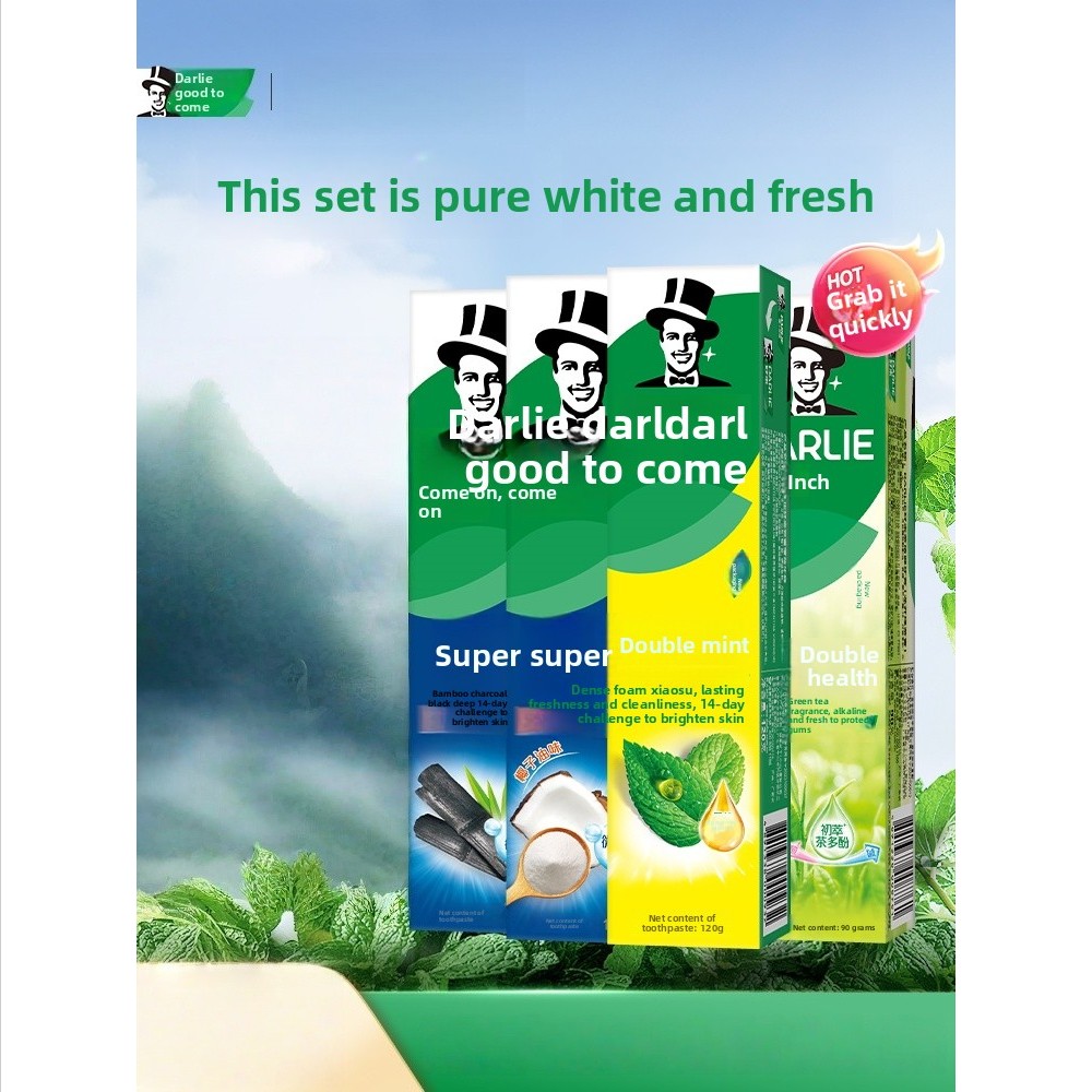 DARLIE Original Black Person Toothpaste, Super White & Tea Care, Double Mint Flavor, Fresh Breath, A