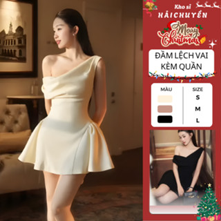   Có Bigsize  Đầm lệch vai ngắn xòe bồng mặc được nhiều kiểu KÈM QUẦN Kho sỉ Hải Chuyền Đ666 