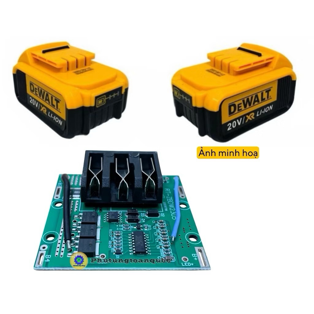 Mạch sạc xả bảo vệ pin 21v Dewalt 5S chân 22mm không ngắt
