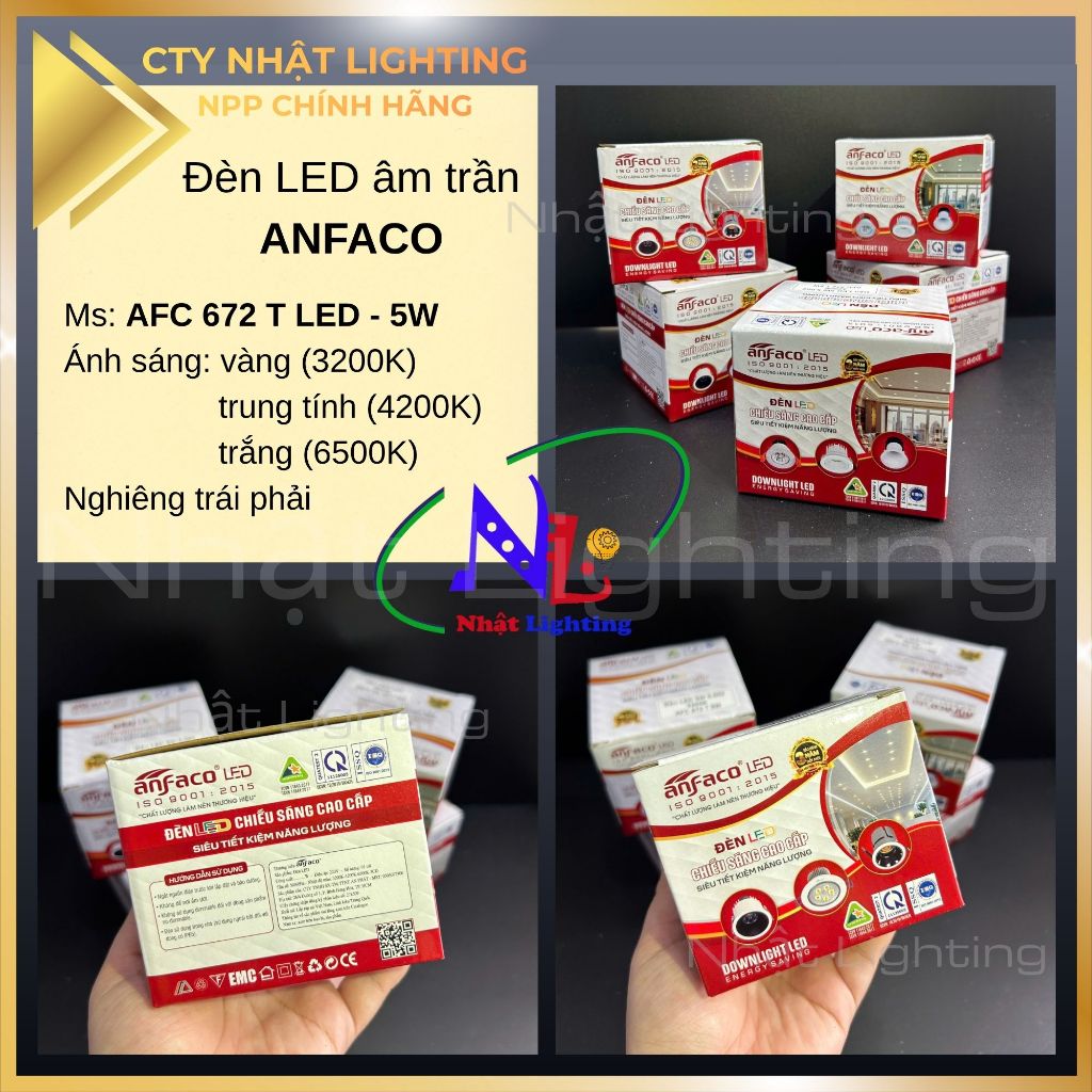 [CTY Nhật Lighting] Đèn âm trần ANFACO - AFC 672 T LED 5W thân hợp kim nhôm tản nhiệt tốt