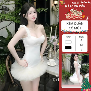  CÓ MÚT  Váy 2 dây ôm cup ngắn phối tùng lưới KÈM QUẦN kho sỉ hải chuyền Đ567 