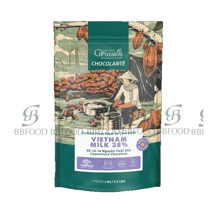 SOCOLA Sữa 38% Nút Túi 1Kg Puratos {BBFOOD}