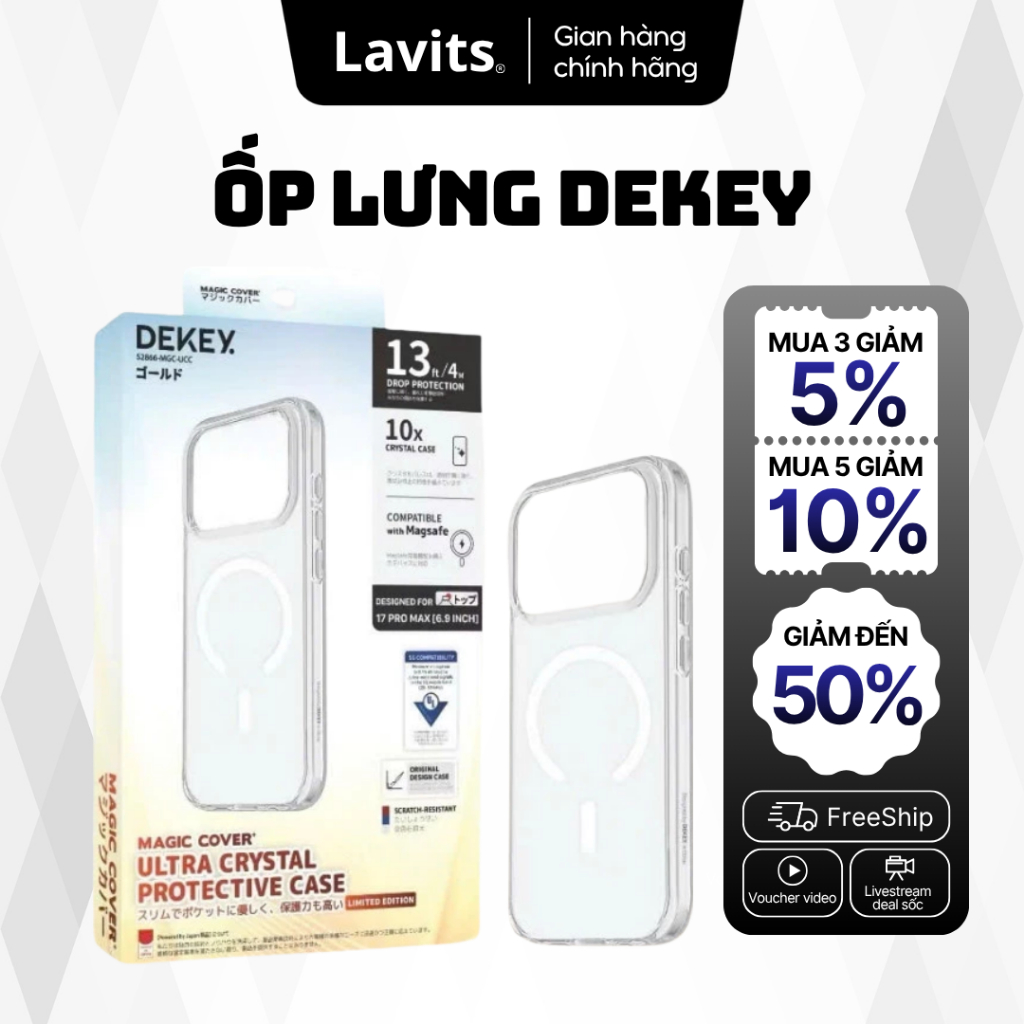 Ốp Lưng iPhone 17 Trong Suốt DEKEY x Cover Ultra Crystal Case Sạc Không Dây - LAVITS x ORIO