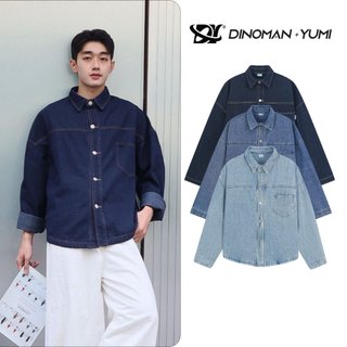  Áo Khoác Jean Chỉ Nổi DINOMAN Dài Tay Cúc Cài Denim Mềm Cao Cấp Đứng Form Trẻ Trung Năng Động SM023 