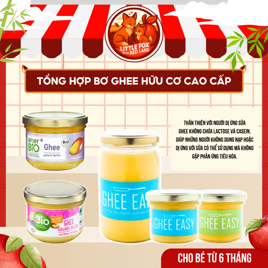 (DATE MỚI) Bơ GHEE Hữu Cơ DM BIO Đức 180g - ENER BIO Đức 180g - GHEE EASY Hà Lan 100g -245g - Dành C