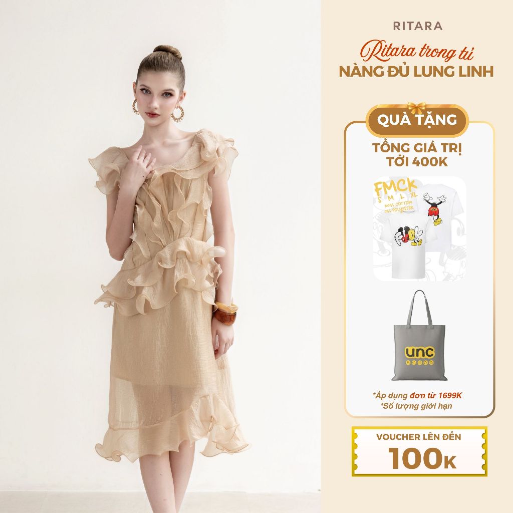 Đầm voan cánh tiên RITARA 217 dáng dài cao cấp