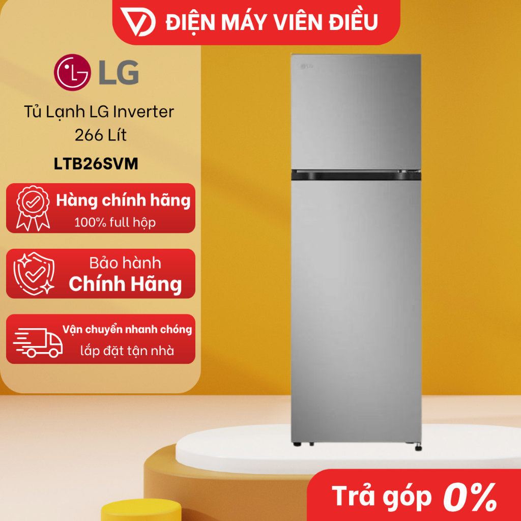 [FREESHIP NGHỆ AN] Tủ lạnh LG Inverter 266 lít LTB26SVM làm lạnh nhanh tiết kiệm điện gia đình tốt