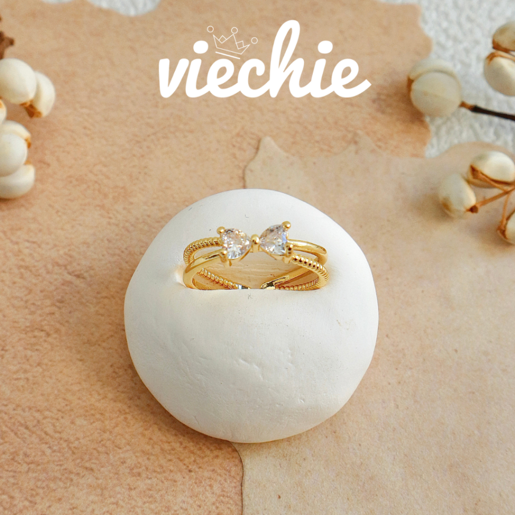 [FREESIZE] Nhẫn nữ TWINKLE nơ đá mạ vàng 18K VIECHIE R0086