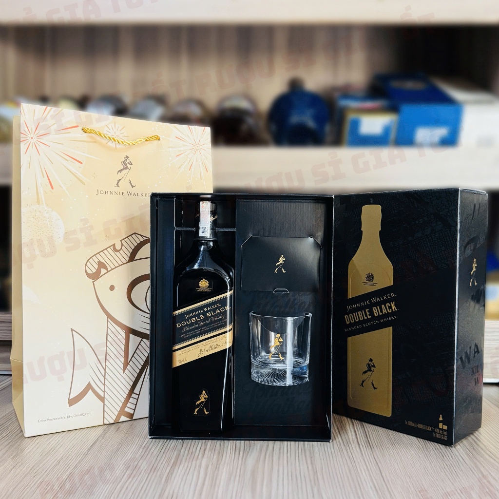 [RƯỢU NGOẠI - WHISKY] Rượu Johnnie Walker Double Black Hộp Quà Tết 2026