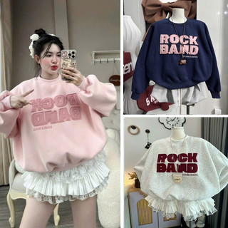 Áo Sweater Nữ Áo Nỉ Thêu Chữ ROCK BAND Form Boxy Chuẩn Hàng Loại 1 Chất Siêu Dày Phong Cách Hàn Quốc