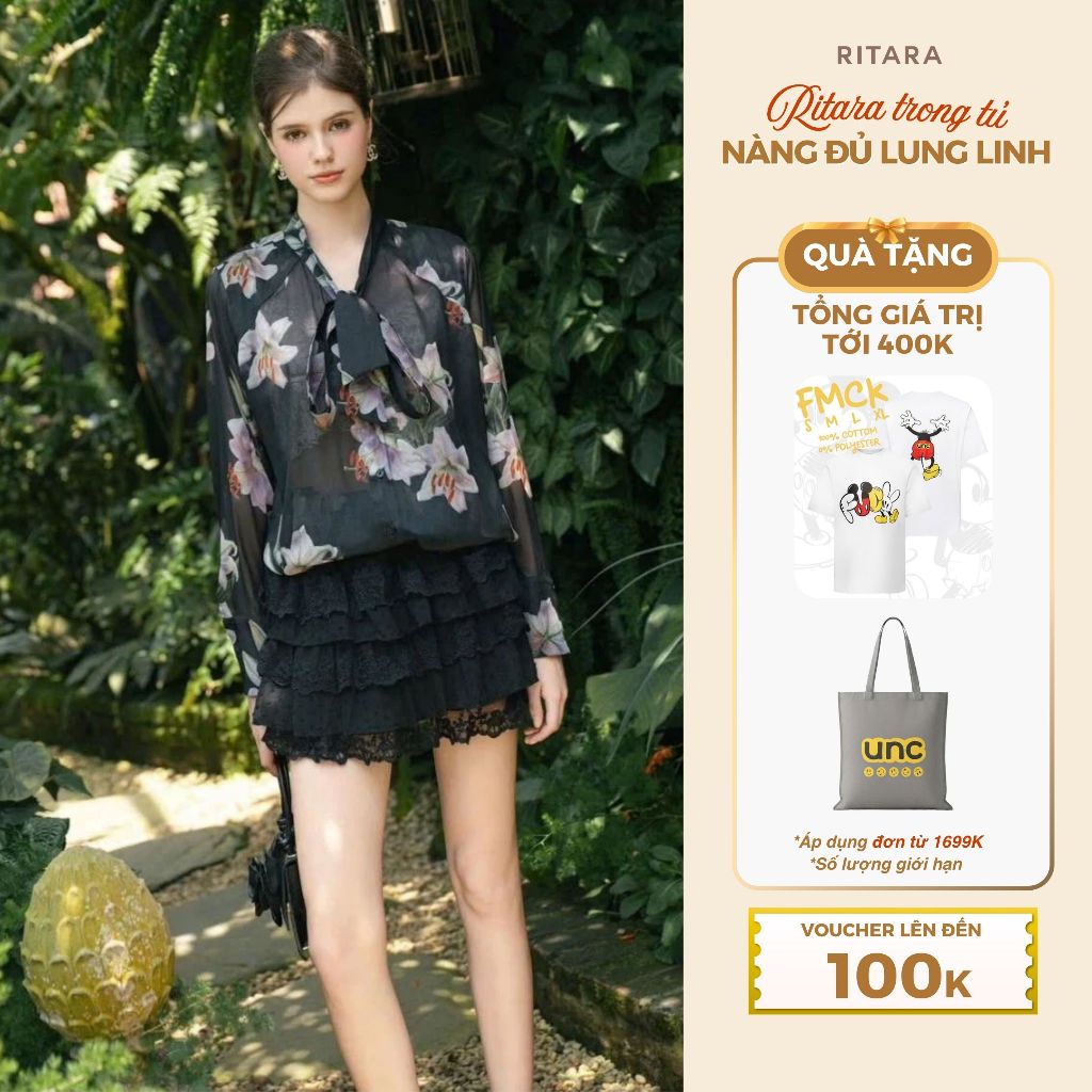 Áo Sơ Mi Voan Họa Tiết Hoa Katie Flower RITARA – Nữ Tính & Thanh Lịch