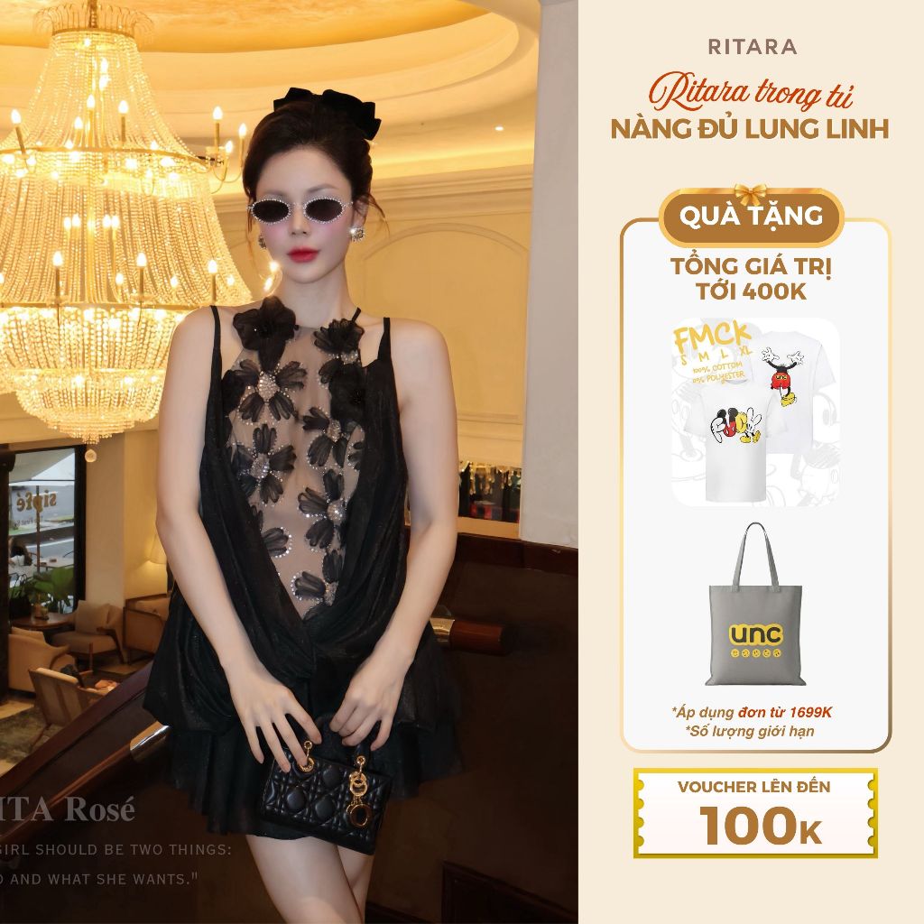 Đầm Hoa Đính Kim Sa Ritara 223 Hiện Đại, Quyến Rũ