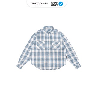  Áo Khoác DirtyCoins Flannel Raw Hem Embroidery Light Blue 