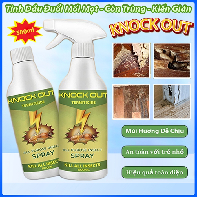 Chai Xịt Diệt Mối Mọt Knock Out 500ml – Loại Bỏ Mối, Mọt, Côn Trùng Gây Hại