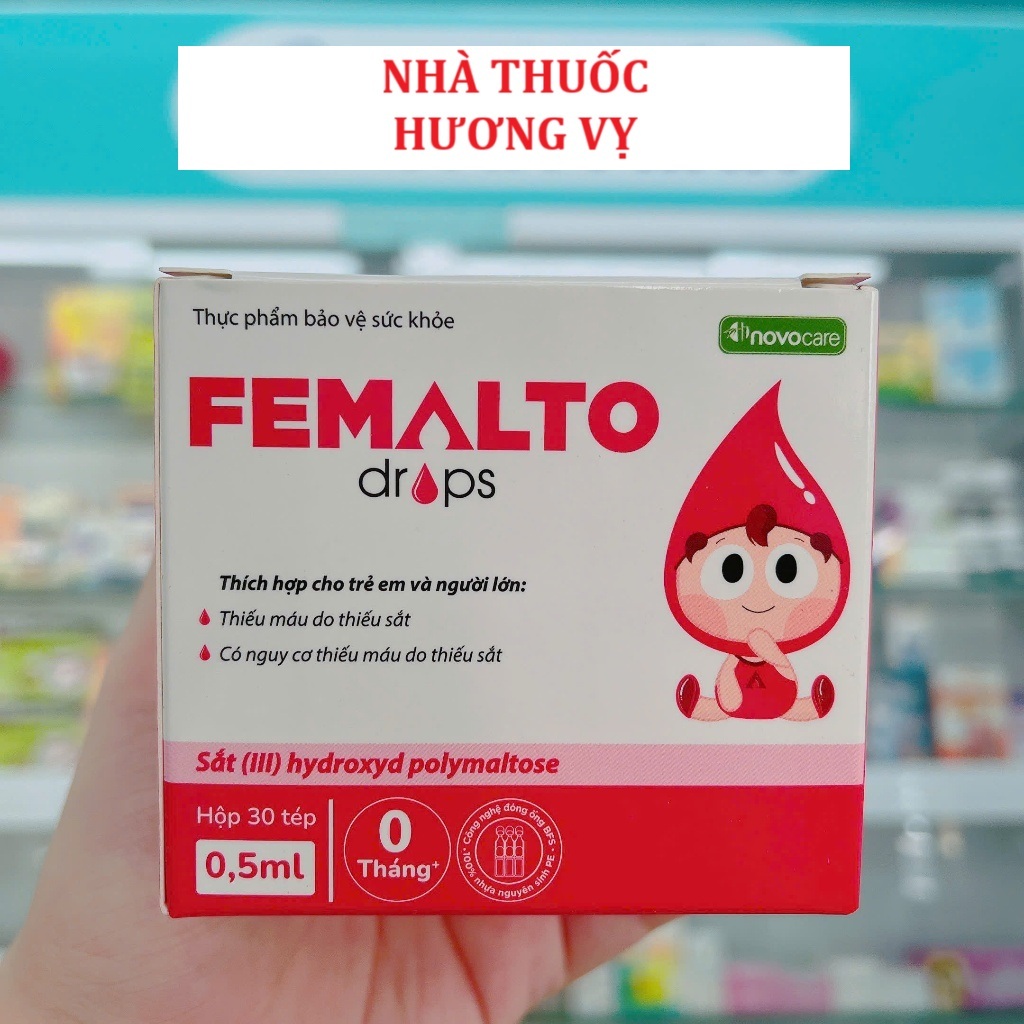 Sắt Hữu Cơ Femalto Drops Dạng Ống Tép  – Bổ Sung Sắt Cho Trẻ Sơ Sinh, Mẹ Bầu Và Người Thiếu Máu (Hộp