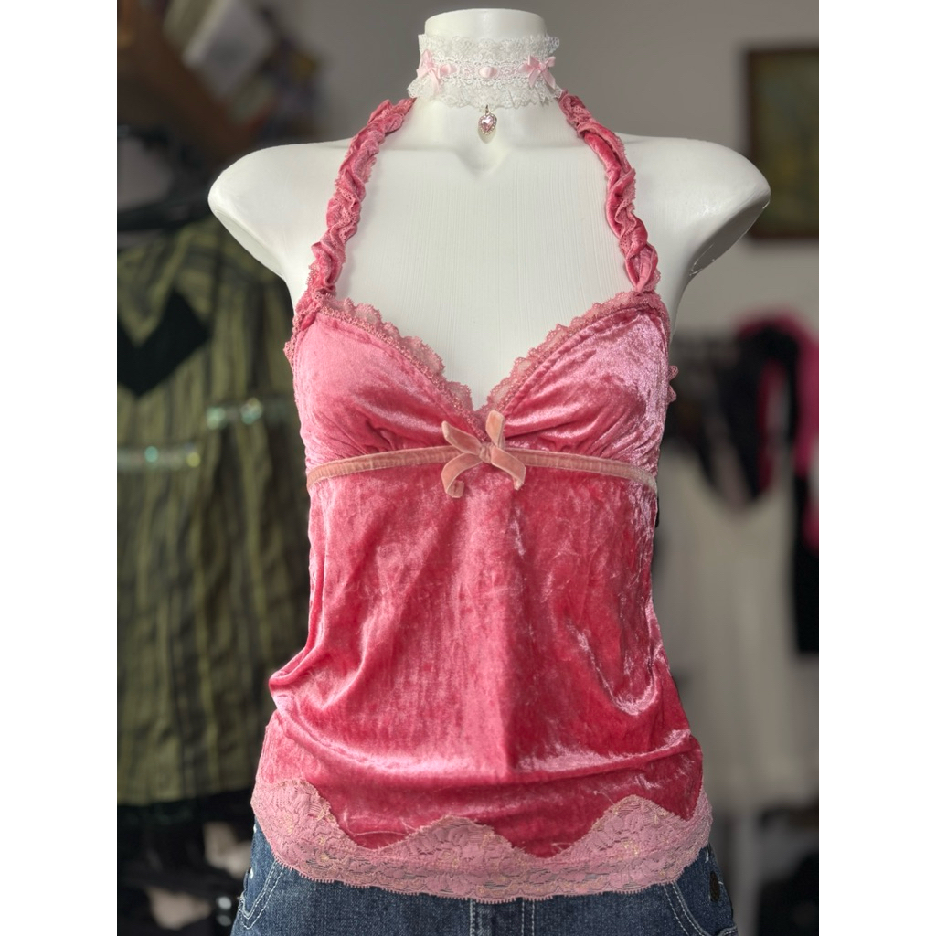 [2hand_thrift] Áo yếm nhung Liz Lisa S M Ngực 70-84 dài 56