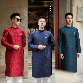 Áo Dài Cách Tân Nam Vải GẤM XỐP  Kéo Khóa Sau Phom Vai Vuông, Áo Dài Cho Nam  -   Áo Dài Tết 2026