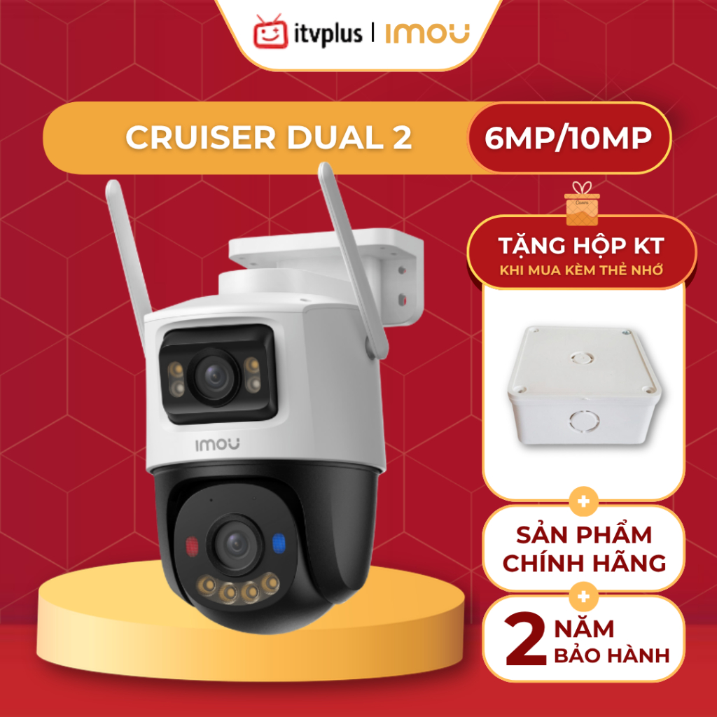 Camera 2 Mắt Ngoài trời IMOU Cruiser Dual 2 - 6MP/10MP - Quay 360, Nhìn đêm có màu - S7XEP 6MP/10MP