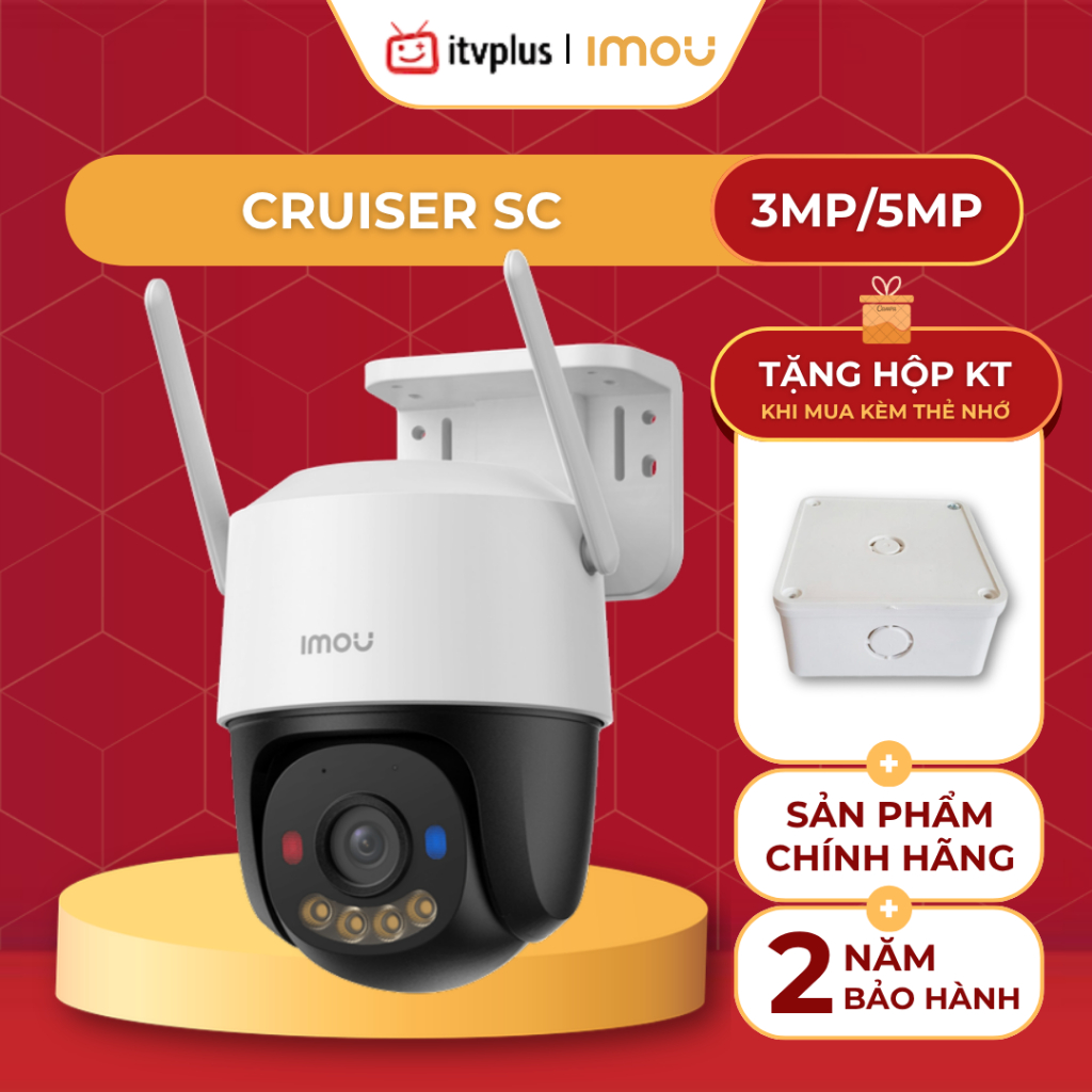 Camera ngoài trời IMOU Cruiser SC 3MP/5MP - Quay quét 360, Đèn siêu sáng - K7FP-3H0WE / 5H0WE