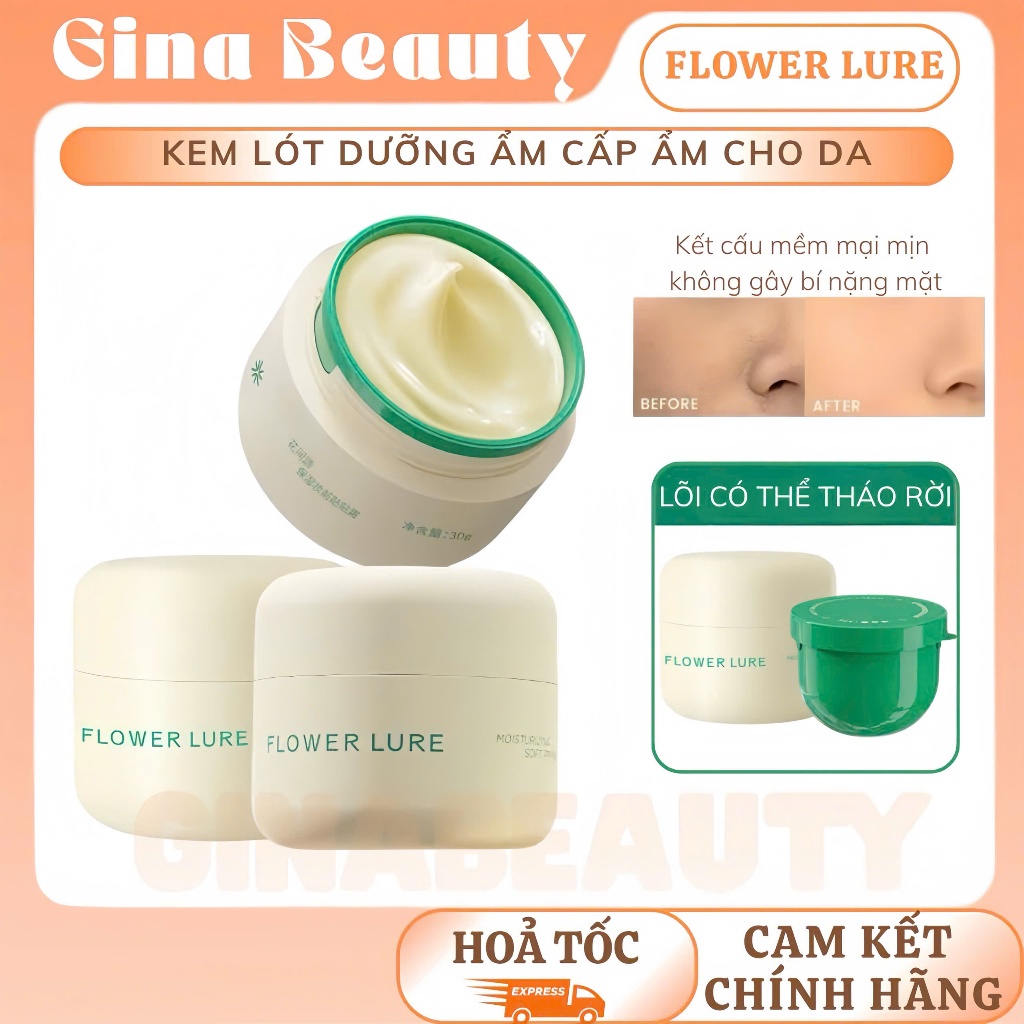 [FLOWER LURE] Kem Lót Trang Điểm FLOWER LURE Dưỡng Ẩm Che Phủ Lỗ Chân Lông Chiết Xuất Thực Vật