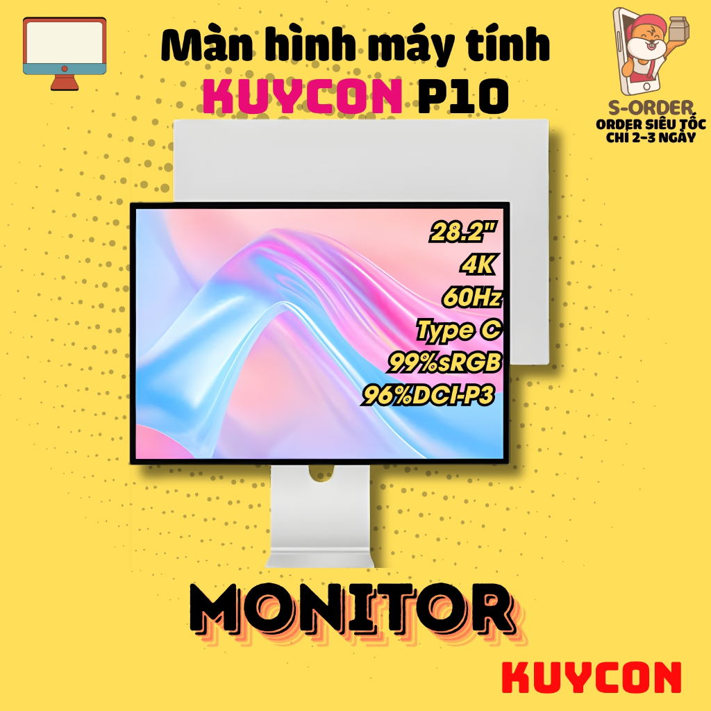 Màn Hình Gương Kuycon P10 28.2 Inch 4K IPS 3:2 OGS Toàn Phần | 99% sRGB | 96% DCI-P3 | USB-Hub | CNC