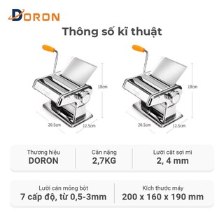 Máy cán bột, máy cán mì DORON 2 lưỡi dao làm mì tươi, vỏ bánh đa năng