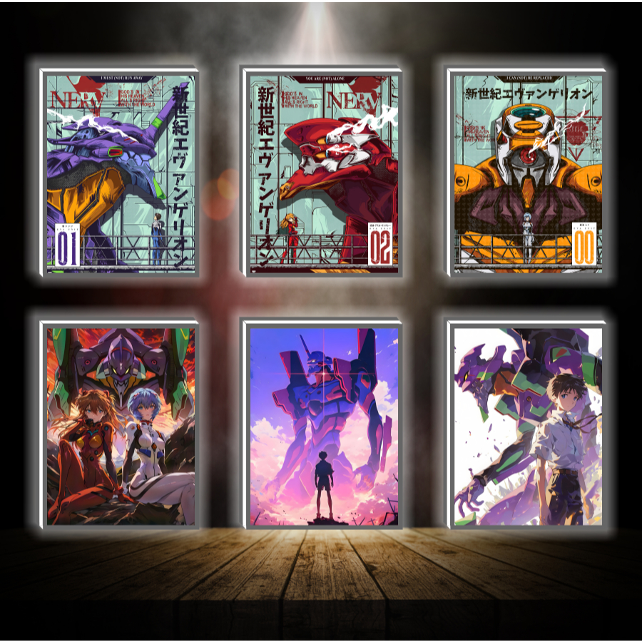 Tranh đèn led 3D đổi màu Evangelion- Tranh đèn led 3D ANIME trang trí bàn làm việc, đèn ngủ