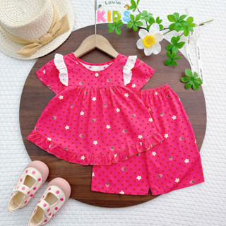  Bộ tole lanh quần lửng áo ngắn phối ren cho bé gái size 6-18kg- Lavin Kids 