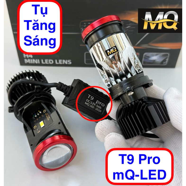 Đèn Pha Led Bi Cầu T9 Pro mQ - LED H4 ( Ko Lắp Điện Máy ) Cho Xe Máy